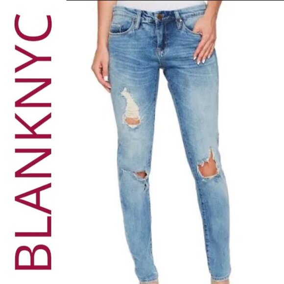 BLANKNYC Skinny Classique Distressed Busted Knee Jeans, Size 29 - Picture 5 of 10
